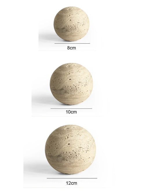Natural Travertine Stone Sphere Paperweight Sculpture - The Finishing Touch Decor