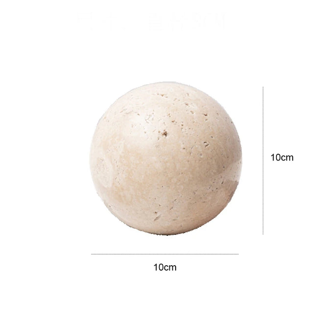 Natural Travertine Stone Sphere Paperweight Sculpture - The Finishing Touch Decor