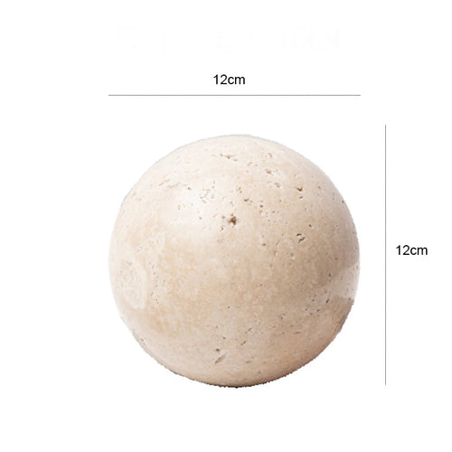 Natural Travertine Stone Sphere Paperweight Sculpture - The Finishing Touch Decor
