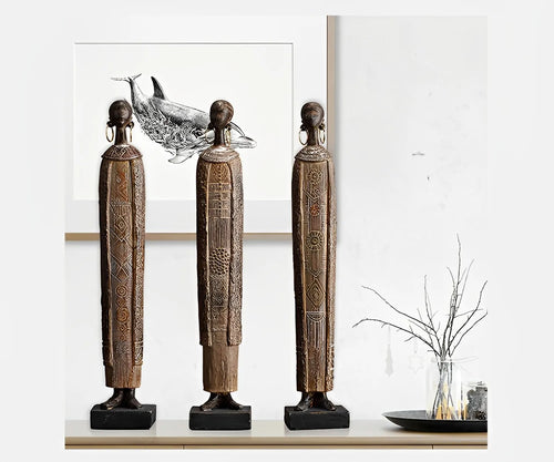 African Woman Resin Tribal Female Figurines - The Finishing Touch Decor