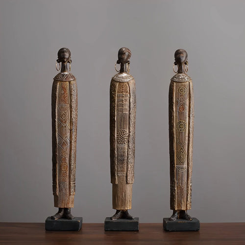 African Woman Resin Tribal Female Figurines - The Finishing Touch Decor