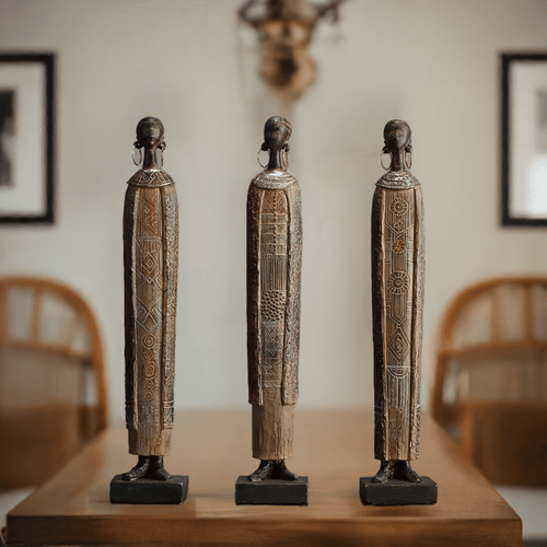 African Woman Resin Tribal Female Figurines - The Finishing Touch Decor