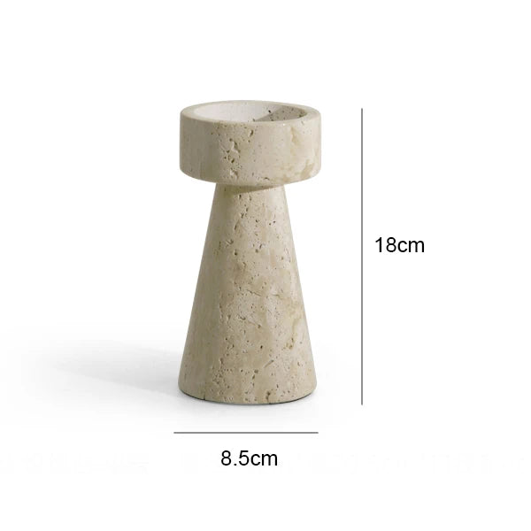 Minimalist Travertine Stone Candlestick Holder - The Finishing Touch Decor