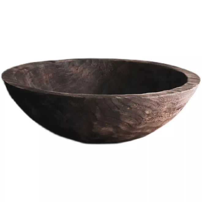 Dark Aged Tung Wood Nordic Large Disc Bowl - The Finishing Touch Decor