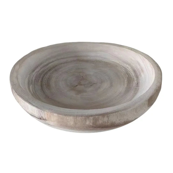 Dark Aged Tung Wood Nordic Large Disc Bowl - The Finishing Touch Decor