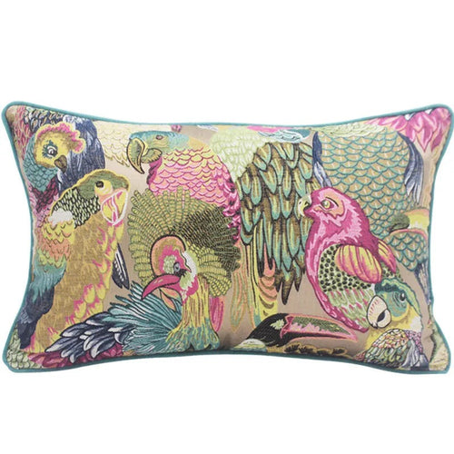 Neoclassical Parrot Flower Embroidery Throw Pillow Covers - The Finishing Touch Decor