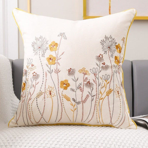Cotton Embroidered Cottage-Style Pastoral Throw Pillow Covers - The Finishing Touch Decor