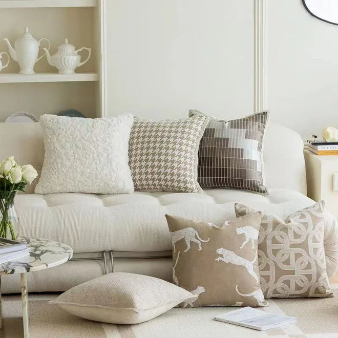 Nordic Light Oatmeal Patterned Throw Pillow Cover - The Finishing Touch Decor