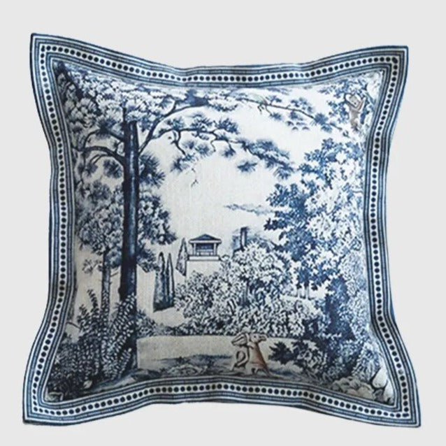 Indigo Jungle Hand-Painted French Vintage Oriental Throw Pillow Covers - The Finishing Touch Decor