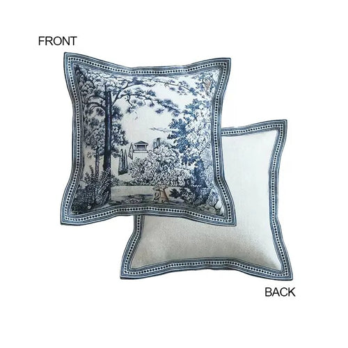 Indigo Jungle Hand-Painted French Vintage Oriental Throw Pillow Covers - The Finishing Touch Decor