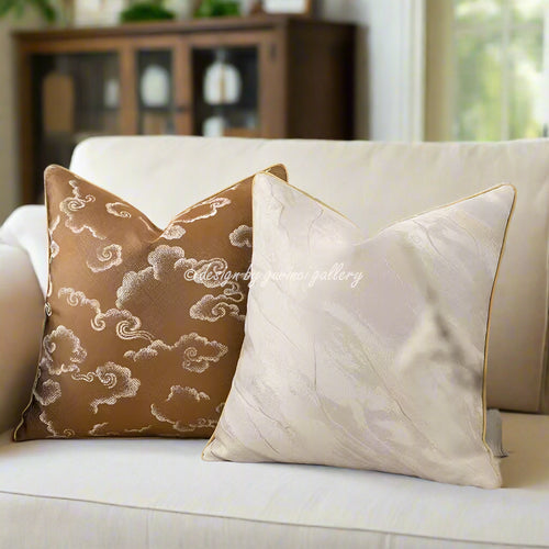Japandi Asian Style Magnolia Embroidered Throw Pillow Covers - The Finishing Touch Decor