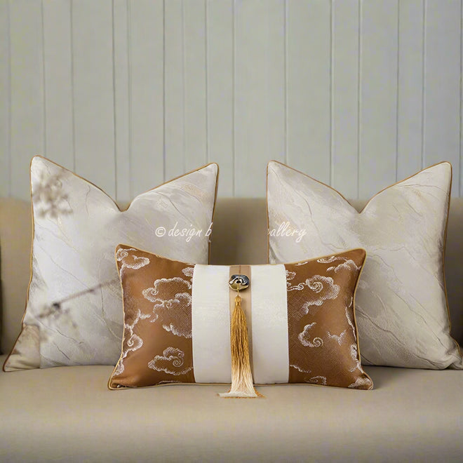 Japandi Asian Style Magnolia Embroidered Throw Pillow Covers - The Finishing Touch Decor