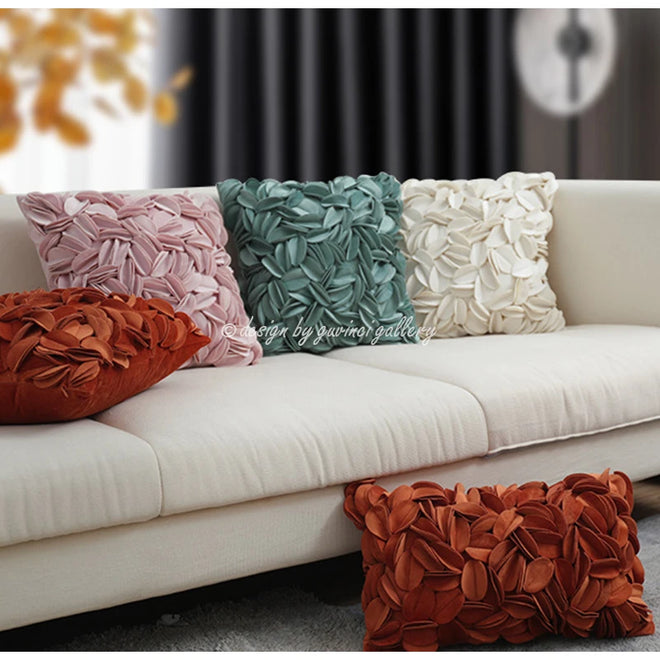 Spring Solid Color Romantic Flower Petals Throw Pillow Covers - 45x45cm - The Finishing Touch Decor