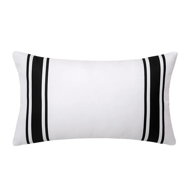 Outdoor Black & White Stripe Waterproof Throw Pillow Covers - Set of 2 - The Finishing Touch Decor