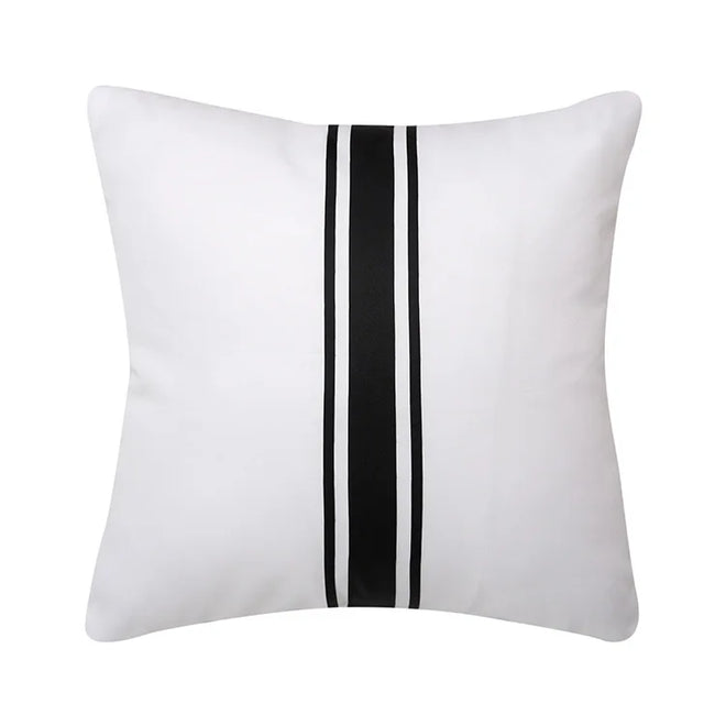 Outdoor Black & White Stripe Waterproof Throw Pillow Covers - Set of 2 - The Finishing Touch Decor