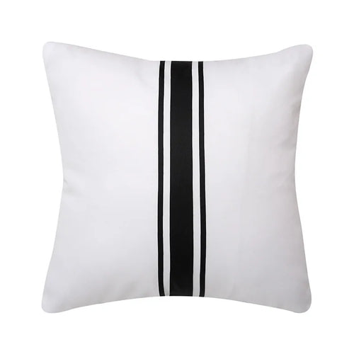Outdoor Black & White Stripe Waterproof Throw Pillow Covers - Set of 2 - The Finishing Touch Decor