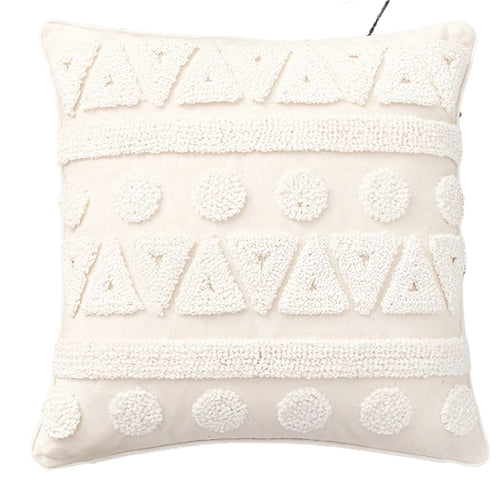 Neutral Ivory Linen Tufted Shams Geometric Pattern Nordic Throw Pillow Covers - The Finishing Touch Decor