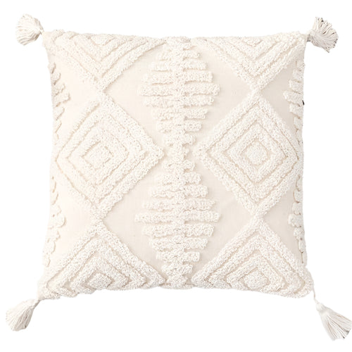 Neutral Ivory Linen Tufted Shams Geometric Pattern Nordic Throw Pillow Covers - The Finishing Touch Decor