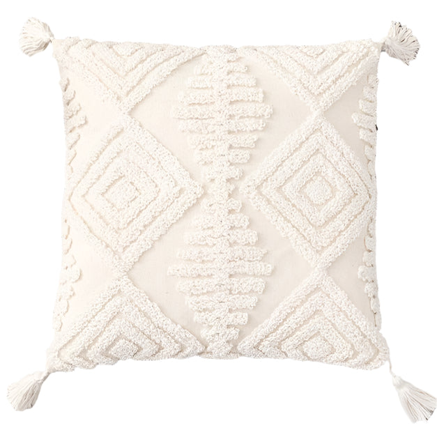 Neutral Ivory Linen Tufted Shams Geometric Pattern Nordic Throw Pillow Covers - The Finishing Touch Decor