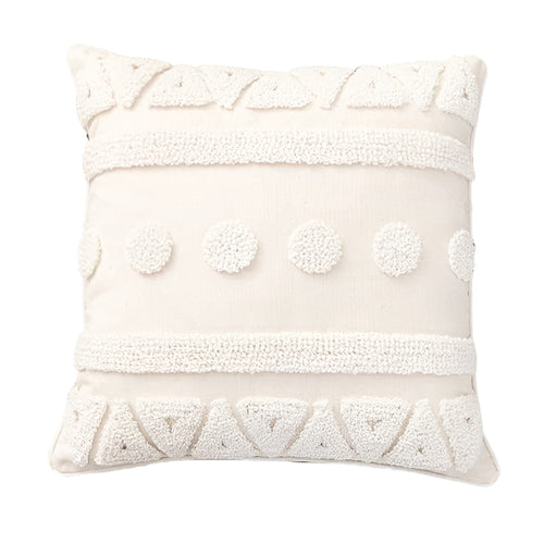 Neutral Ivory Linen Tufted Shams Geometric Pattern Nordic Throw Pillow Covers - The Finishing Touch Decor