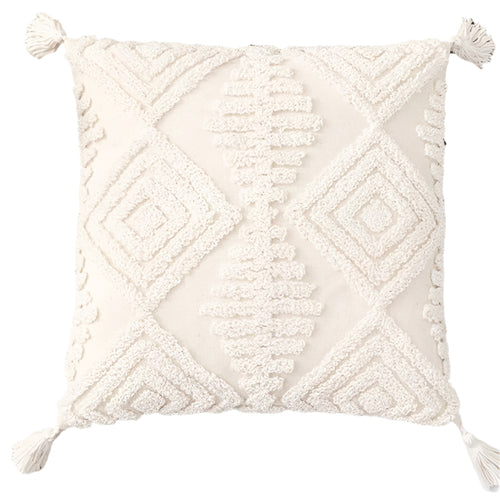 Neutral Ivory Linen Tufted Shams Geometric Pattern Nordic Throw Pillow Covers - The Finishing Touch Decor