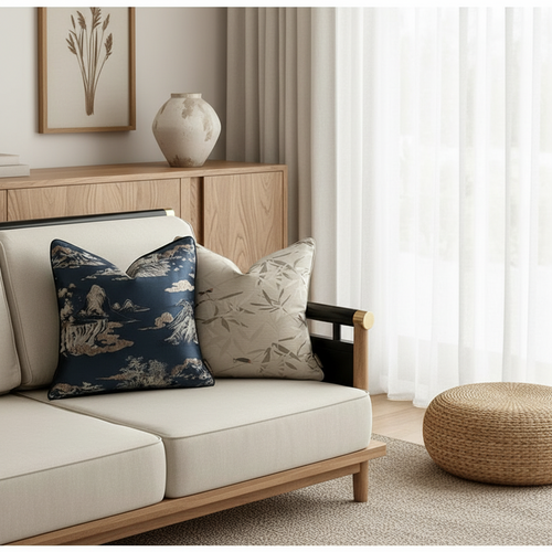 Dragonfly Bamboo Leaf Japanese Zen Throw Pillow Covers