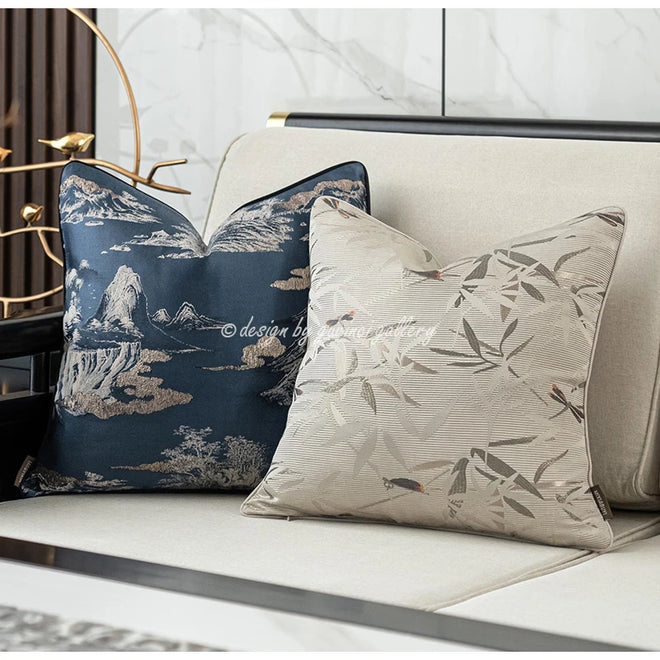 Dragonfly Bamboo Leaf Japanese Zen Throw Pillow Covers - The Finishing Touch Decor