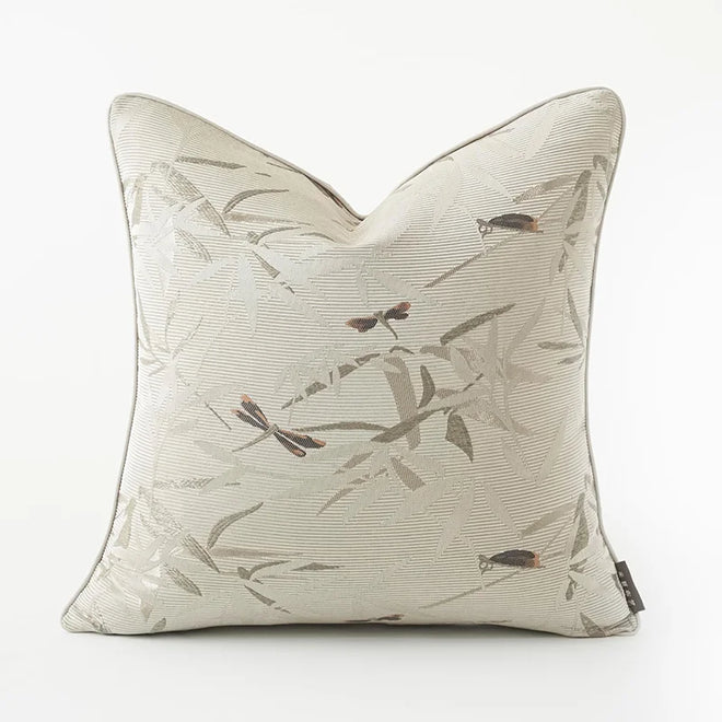 Dragonfly Bamboo Leaf Japanese Zen Throw Pillow Covers - The Finishing Touch Decor