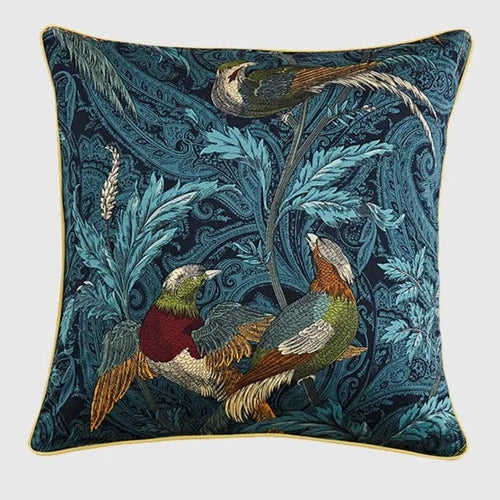 Jewel Tone Nightingale Birds Print Throw Pillow Cover - The Finishing Touch Decor