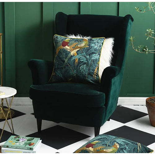 Jewel Tone Nightingale Birds Print Throw Pillow Cover - The Finishing Touch Decor