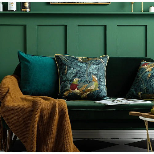 Jewel Tone Nightingale Birds Print Throw Pillow Cover - The Finishing Touch Decor