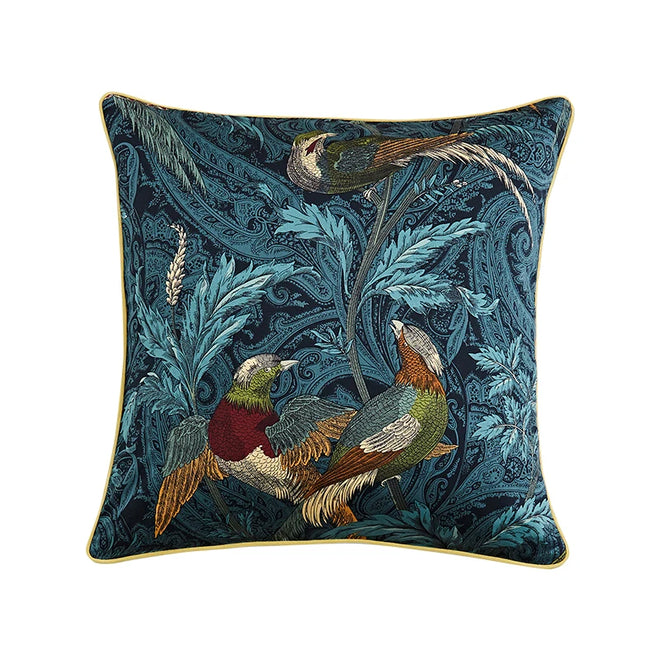 Jewel Tone Nightingale Birds Print Throw Pillow Cover - The Finishing Touch Decor