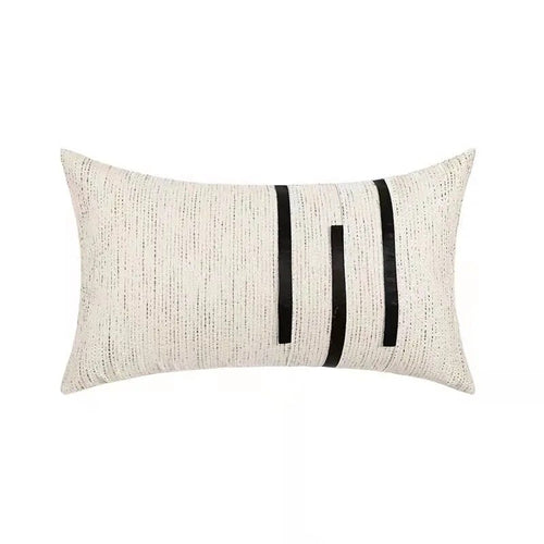 Ivory, black, and gold striped throw pillow covers by The Finishing Touch Decor, LLC, with modern jacquard design.