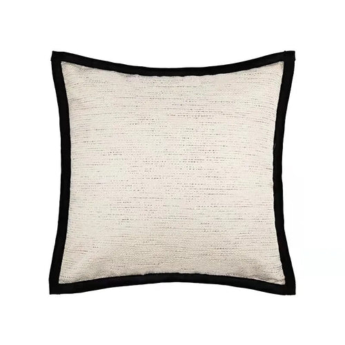 Ivory, black, and gold striped throw pillow cover by The Finishing Touch Decor, LLC, featuring modern jacquard design.