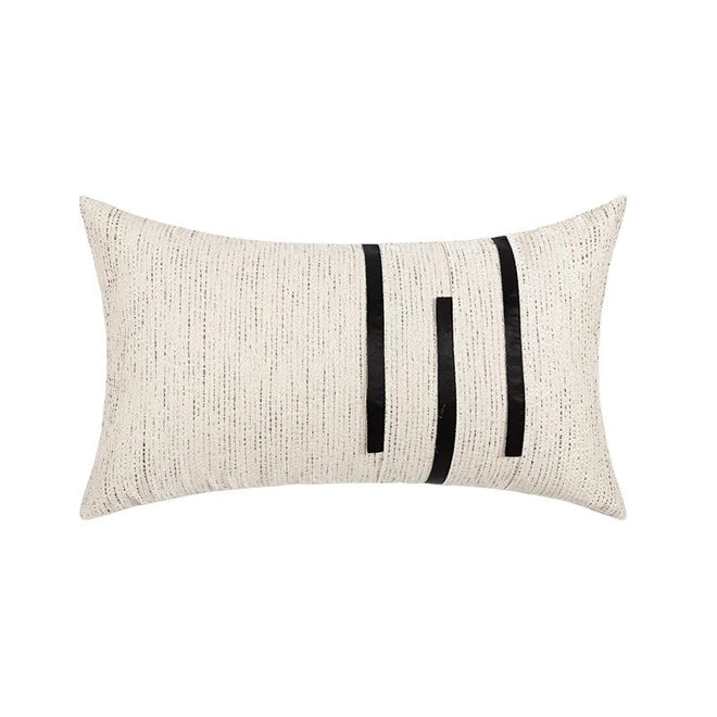 Ivory, black, and gold striped throw pillow cover by The Finishing Touch Decor, LLC with modern jacquard design.