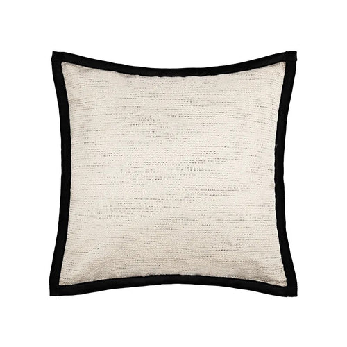 Ivory, black, and gold striped throw pillow covers by The Finishing Touch Decor, LLC, featuring modern jacquard fabric design.