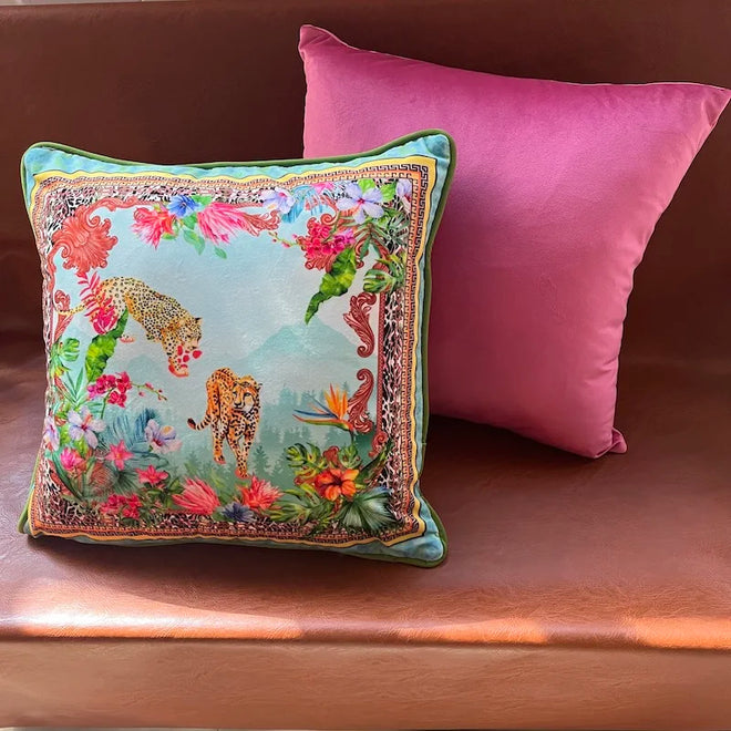 Jungle Leopard Print Velvet Throw Pillow Covers - The Finishing Touch Decor
