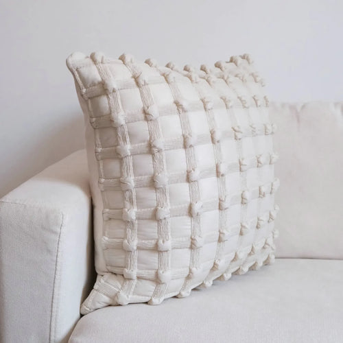 Cream Knot Plaid Pattern Soft Throw Pillow Cover - The Finishing Touch Decor