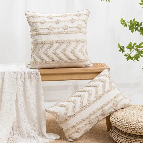 Cream Textured Pattern Nordic Throw Pillow Covers - The Finishing Touch Decor