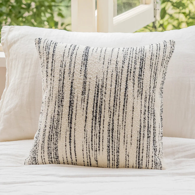 Light luxury soft woven woolen throw pillow cover in natural beige with subtle texture, perfect for cozy home decor.