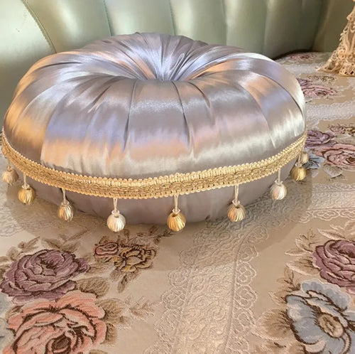 Round European Satin Tufted Accent Pillows - The Finishing Touch Decor