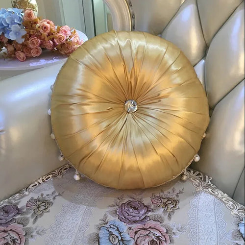 Round European Satin Tufted Accent Pillows - The Finishing Touch Decor