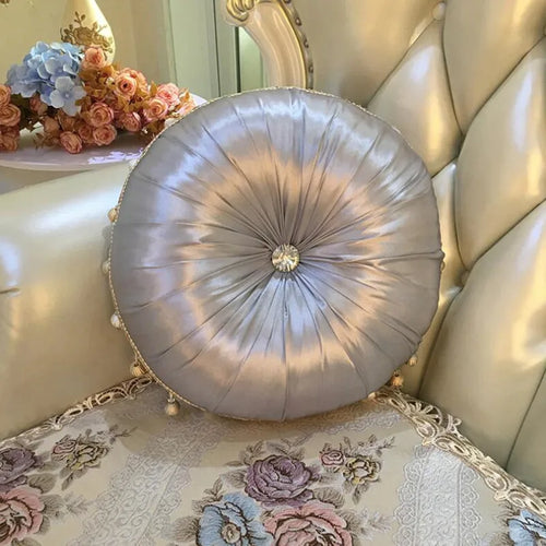 Round European Satin Tufted Accent Pillows - The Finishing Touch Decor