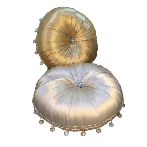 Round European Satin Tufted Accent Pillows - The Finishing Touch Decor