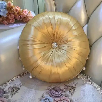 Round European Satin Tufted Accent Pillows - The Finishing Touch Decor