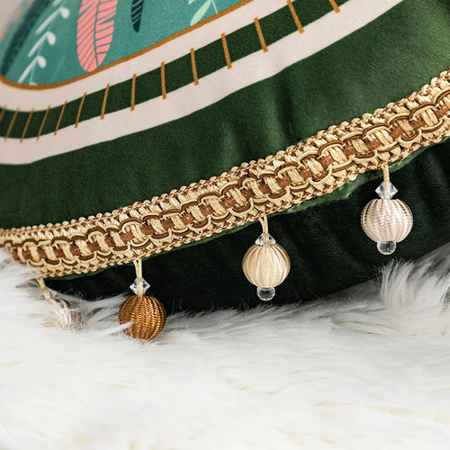 Green Leaves Print Velvety Luxury Throw Pillow Covers - The Finishing Touch Decor