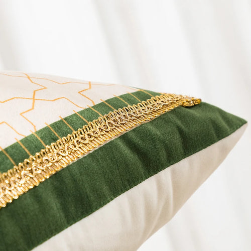 Green Leaves Print Velvety Luxury Throw Pillow Covers - The Finishing Touch Decor