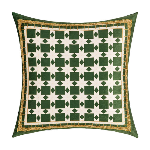 Green Leaves Print Velvety Luxury Throw Pillow Covers - The Finishing Touch Decor