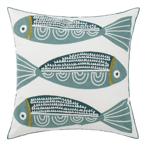 Yellow Green & Blue Floral Fish Motif Maximalist Throw Pillows Covers - The Finishing Touch Decor