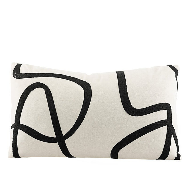 Black Stripe Suede White Cotton Throw Pillow Covers - The Finishing Touch Decor